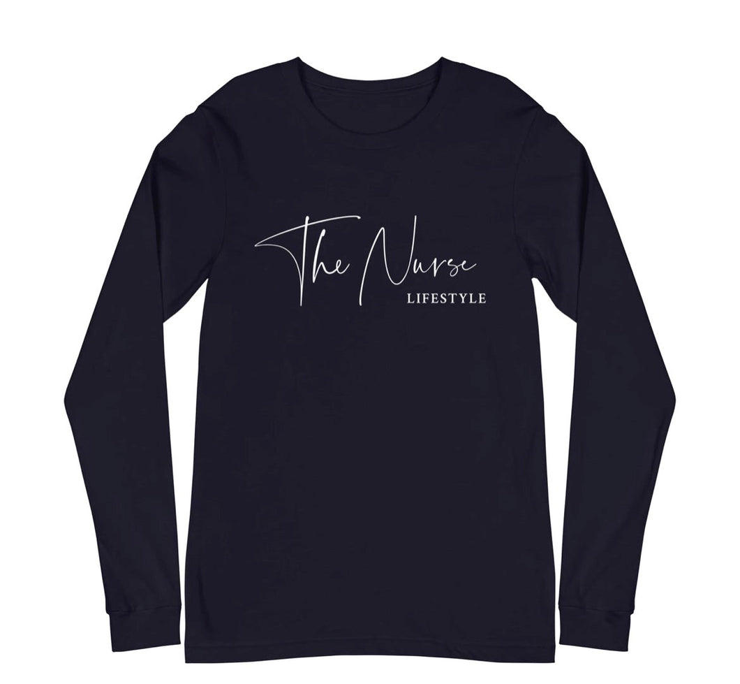 The Nurse Lifestyle Long Sleeve Shirt- Navy